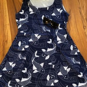 BlackMilk KOI MONO INDIGO A-LINE DRESS